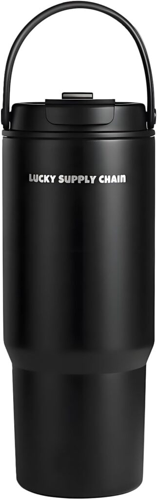 Water Bottle 24 oz-Stainless Steel Tumbler with Straw – Vacuum Insulated Water Bottle 24 oz for Home, Office or Car Reusable Cup With straw,Cold for 12 Hrs or Iced for 24 Hrs(Black)