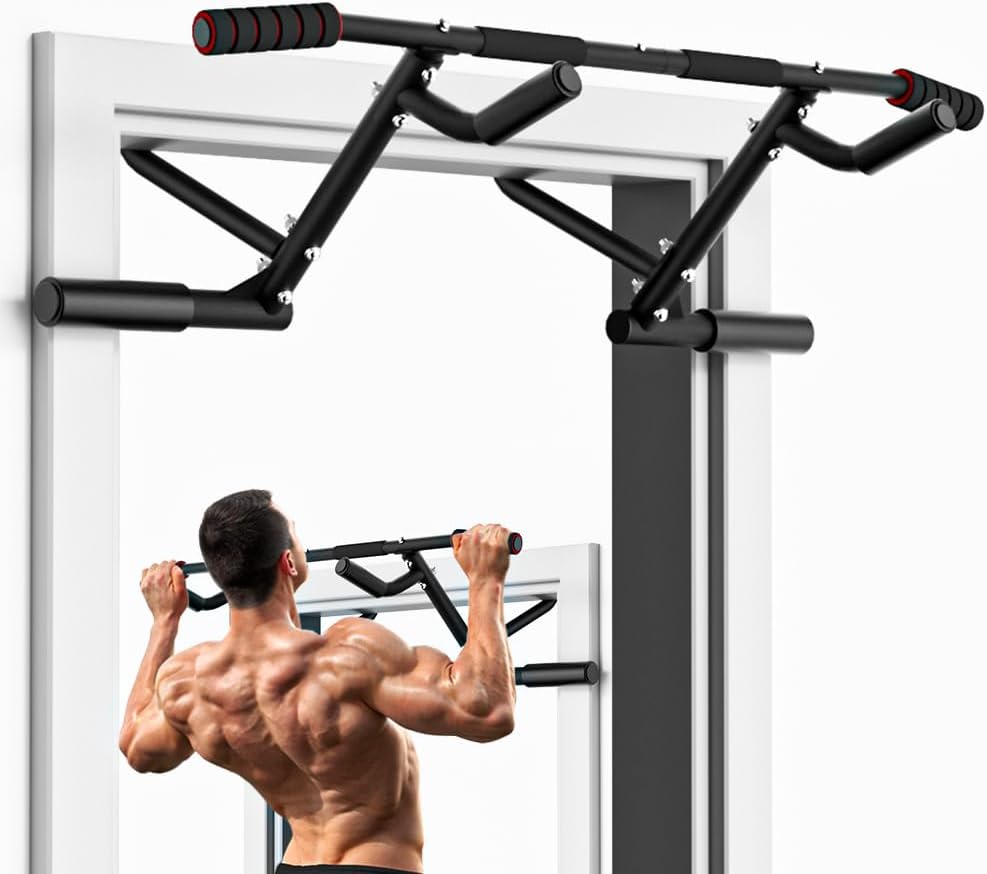 ONETWOFIT 2025 Upgrade Multi-Grip Pull Up Bar for Doorway – 460 lbs Heavy Duty Chin-Up Bar for Home Gym Exercise, Door Frame Pull Up Bar for Almost All Doors