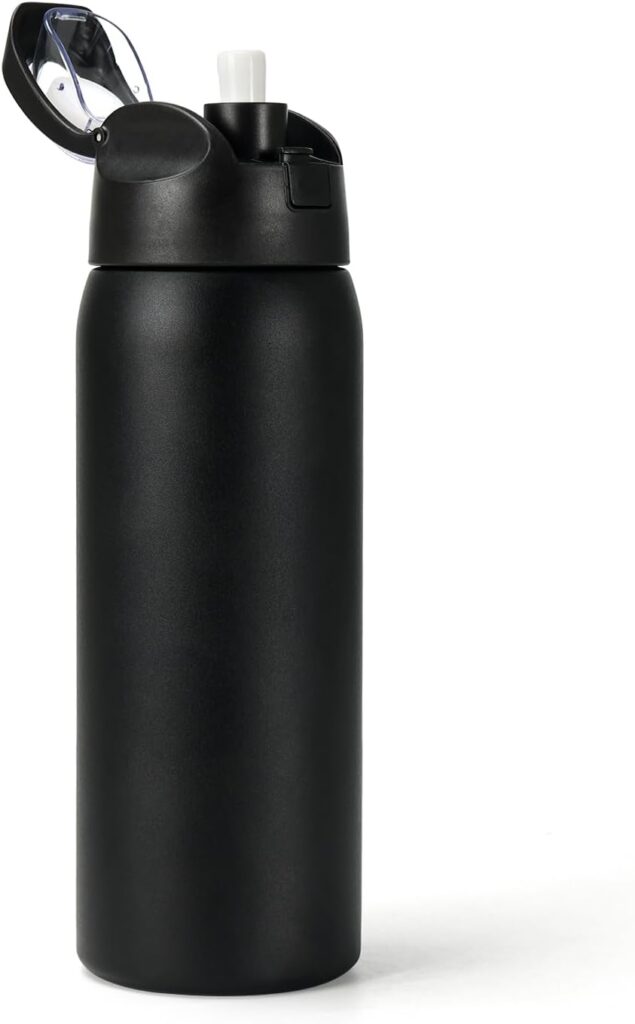 MEBRUDY 32 oz Insulated Water bottle with Straw, Stainless Steel Water bottles With Leak Proof Locking, Keep Cold 24 hours and BPA-Free for Sports, Travel, Gym and School, Black