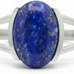 55Carat Natural Lapis Lazuli Sterling Silver Ring for Women Oval Shape Split Shank Size 5,6,7,8,9,10,11,12