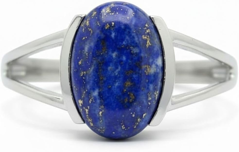 55Carat Natural Lapis Lazuli Sterling Silver Ring for Women Oval Shape Split Shank Size 5,6,7,8,9,10,11,12