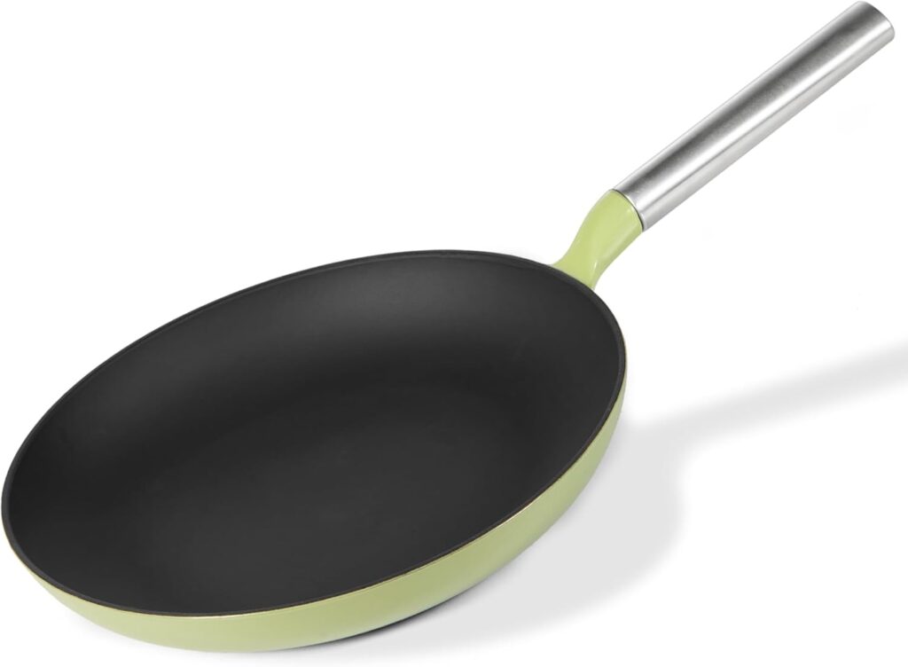 KOKHUB Upgraded 11 Inch Cast Iron Skillet, Titanium Enameled Nonstick Frying Pan, PFOA/PFAS-Free Cooking Pan, Dishwasher & Oven Safe Kitchen Cookware, Compatible with All Cooktops, Sage Green