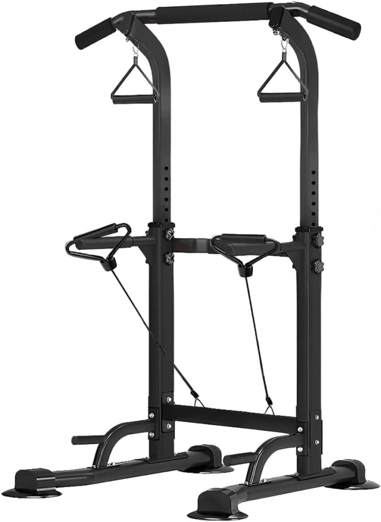 Power Tower Pull Up Dip Stander, Height Adjustable Multi-functional Home Strength Training Gym Equipment, Easy to Install, Durable Home Gym Equipment