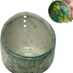 Pottery Herb Stripper Bowl, Handmade Ceramic Herb Stripper with Multi-Sized Holes for Easy Leaf Removal, 2025 Upgrade Herb Peeling Cup for Rosemary Thyme Parsley Kitchen Meal Prep Use (A)