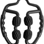 4 Wheels Foam Roller Muscle Massager for Leg Neck Hand Arm,Trigger Point Muscle Relax Massager Indoor Sports Yoga Bodybuilding Equipment (Black)