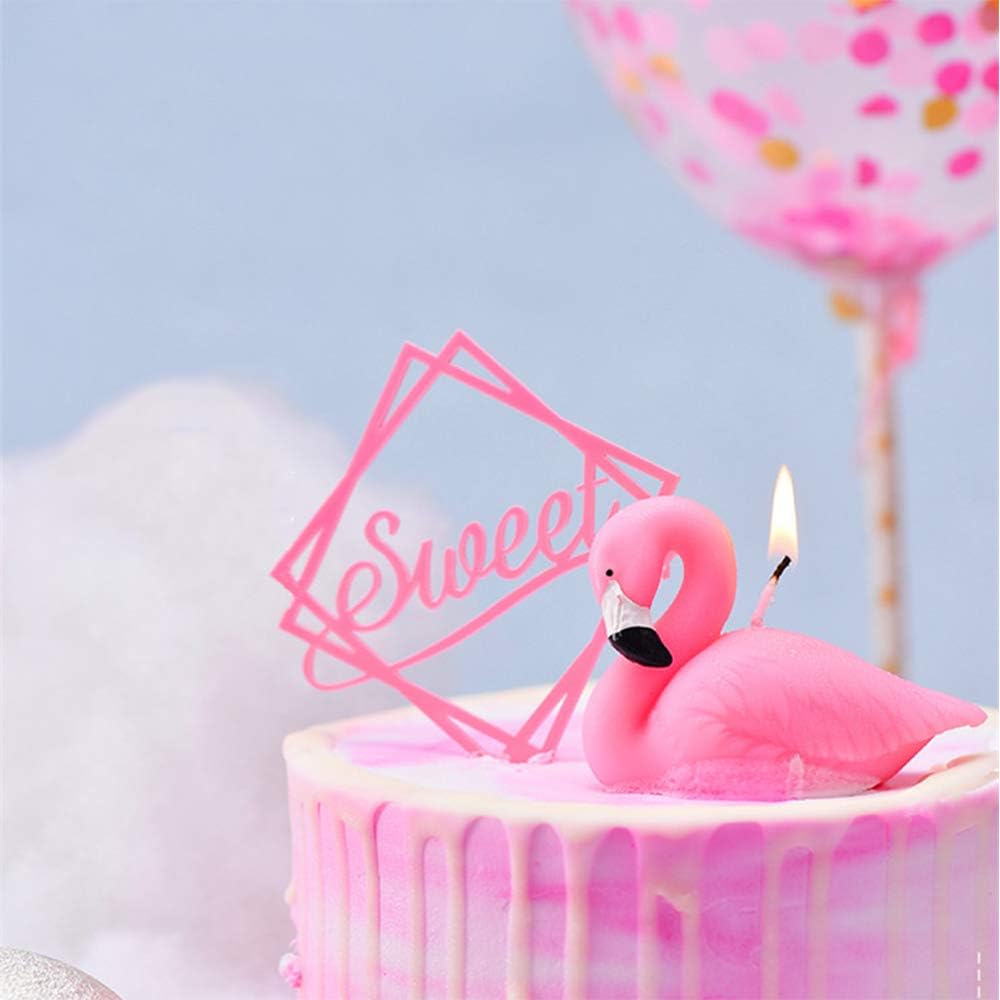 FLYPARTY Girls Birthday Candles,Handmade Adorable Pink Weeding Party Cake Topper Candle, Baby Shower Festival Theme Valentine’s Day Favors Decorations(Flamingos)