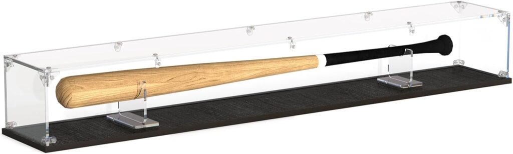 Acrylic Baseball Bat Display Case, 39″ Clear UV-Protected Dust-Proof Showcase, 3mm Thick, 360° Visibility for Home, Office, Sports Collectors & Gift Display(Black)