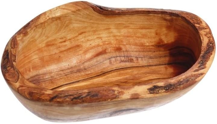 Naturally Med – Olive Wood Rustic Bowl – 5.5″. Handcrafted olive wood bowl for olives, nuts, keys, coins etc. Artisan crafted olive wood bowl