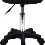 FURWOO Round Rolling Stool Height Adjustable Stool with Wheels for Spa Salon Massage Black