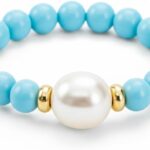 Natural Stone Bead Ring for Women – Adjustable Elastic Stretch Ring Stackable Boho Spiritual Jewelry Gift (Sizes 6-8)