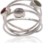 NOVICA Artisan Handmade Multigemstone Ring Unique .925 Sterling Silver from Bali Clear Green Multicolor Red Indonesia Birthstone ‘Brilliant Majesty’