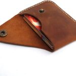 Handmade Genuine Leather Card Holder with Snap Closure – Ultra Slim Minimalist Wallet, Hand-Stitched Compact Front Pocket Card Case for Men & Women (Brown)