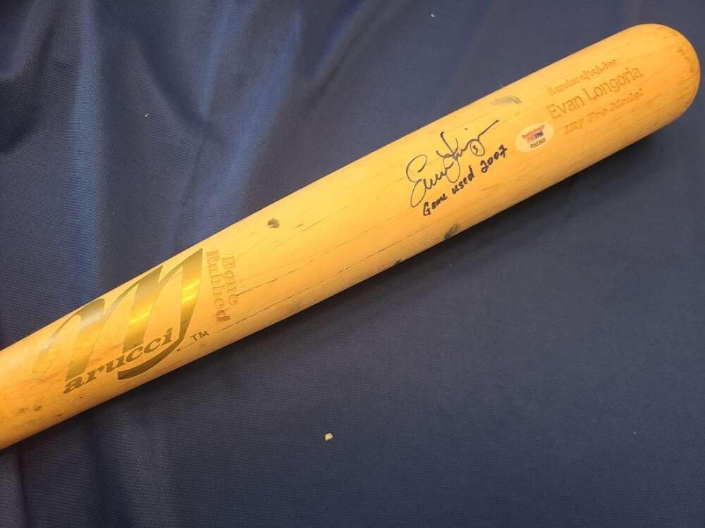 Evan Longoria PSA DNA Rookie Coa Signed Game Used Marucci Baseball Bat