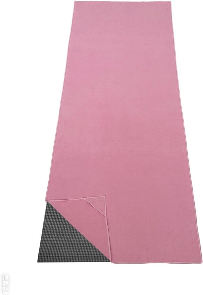 Yoga Towel, Hot Yoga Mat Towel with Corner Pockets, 24″x72″, Microfiber Non-Slip Sweat Absorbent, Perfect for Hot Yoga, Bikram, Pilates and Yoga Mats ﻿ (Pink, 72×25 inches)
