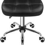 FURWOO Oval Rolling Stool Height Adjustable Massage Chair with Wheels for Spa Salon Black