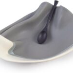 Contemporary Twist Ripple Dish in Grey/White, Handmade Pottery