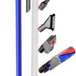 Freestanding Vacuum Stand Holder Compatible with V15 Detect, V11 V10 V8 V7 V6 Cordless Vacuum Cleaners, Floor Docking Station Metal Organizer Bracket with 6 Hooks, White