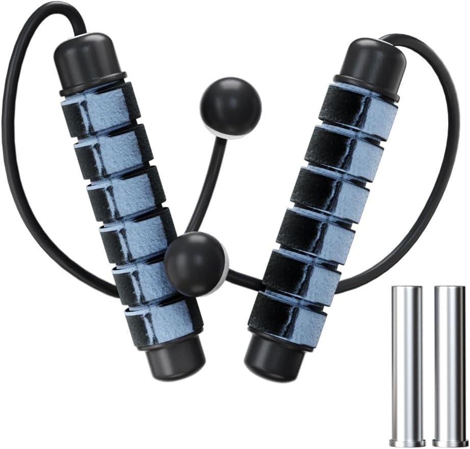 Weighted Jump Rope for Fitness, Cordless Jump Rope for Women, Men & Kids, Ropeless Jumping Rope for Workout, Gravity Ball Skipping Rope, Tangle-Free Wireless Speed Rope with Graffiti Handles