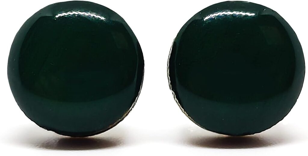 Stud Earrings Set, Forest Green 10 mm Round Stud Earrings, Handmade, for Women Girls Men, Stainless Steel Posts for Sensitive Ears, Lightweight Color Dot earrings by Candi Cove Designs