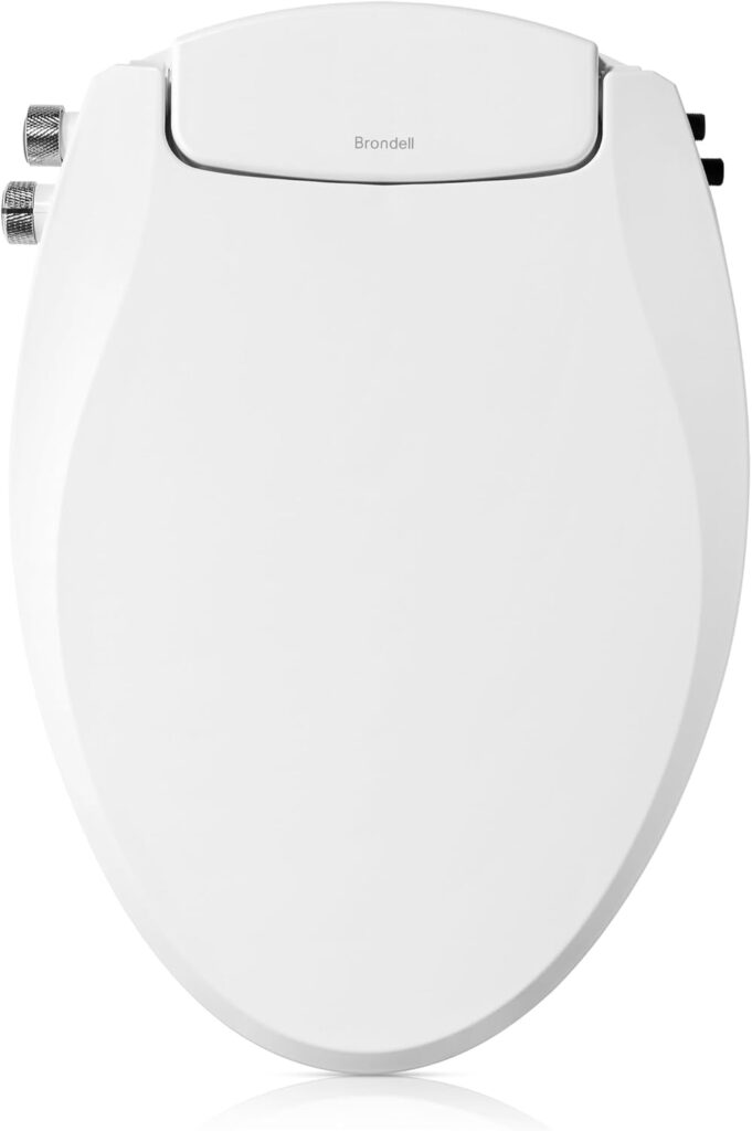 Brondell Bidet Toilet Seat, Non-Electric Swash Ecoseat, Fits Elongated Toilets, White – Dual Temperature, Dual Nozzle System – Bidet with Easy Installation