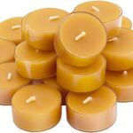 Natural Beeswax Tea Candles, DEYBBY 20 Pack Handmade Beeswax Candles, Clear Cup, Great for Home Decoration
