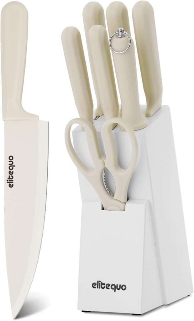 8 Piece Kitchen Knife Block Set with Sharpener,Dishwasher Safe,German Stainless Steel with Ergonomic Handle Anti-slip Handle