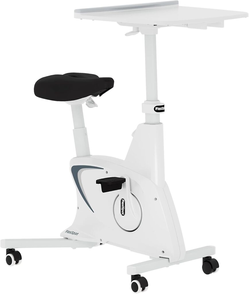 FLEXISPOT Exercise Bike with 2D Desktop, Space Saving Under Desk Bike with Removable Desk, Stationary Bikes Indoor Bikes with 300LBS Heavy Duty 8-Level Resistance Flywheel Optional LCD, V9PRO/V9MAX