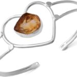 Cuff Bracelet –Handmade Raw Crystal Adjustable Bangle for Women – March Birthstone Jewelry Gift Artisan Bangle, Designer Cuff Jewelry