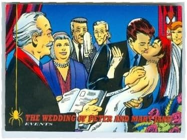 Spiderman Marries Mary Jane trading card 1994 Marvel #142