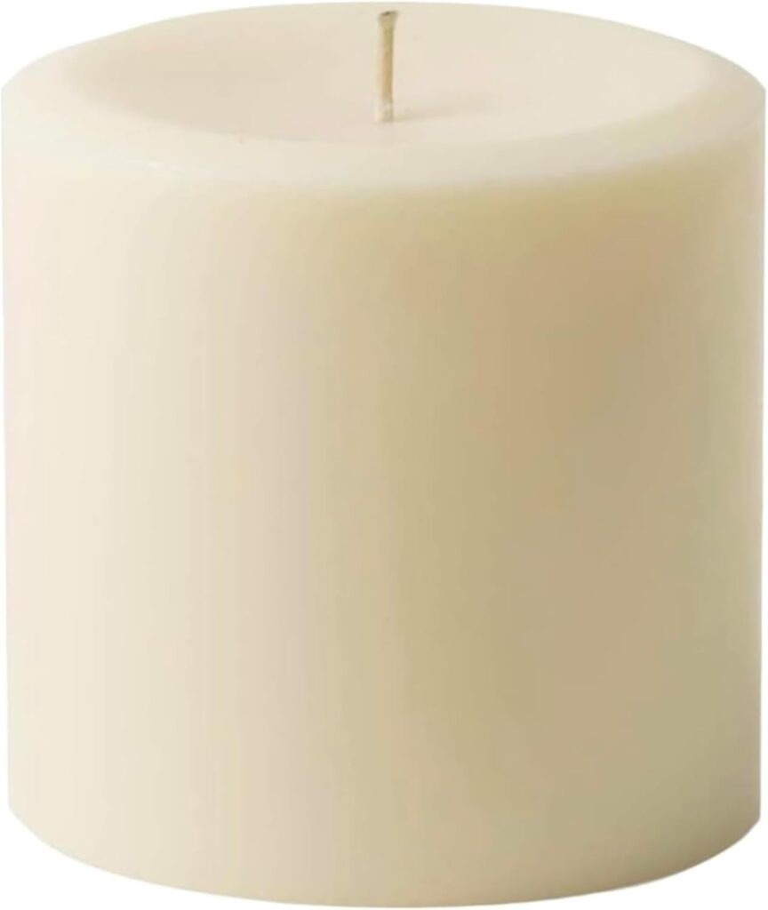 Mister Candle Dripless Vanilla Scented Ivory Pillar Candle Hand Made Vanilla Pillar Candles with Essential Oils for Home Decor, Premium Wax, 80 Hr Burn Time (4×4 inch)