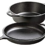 Lodge Pre-Seasoned 2-in-1 Cast Iron Combo Cooker – 3.2 Quart Deep Pot Cooker + 10.25 Inch Frying Pan – Use in the Oven, on the Stove, Grill, or Over a Campfire – Use to Sear, Sauté, Broil, Fry- Black