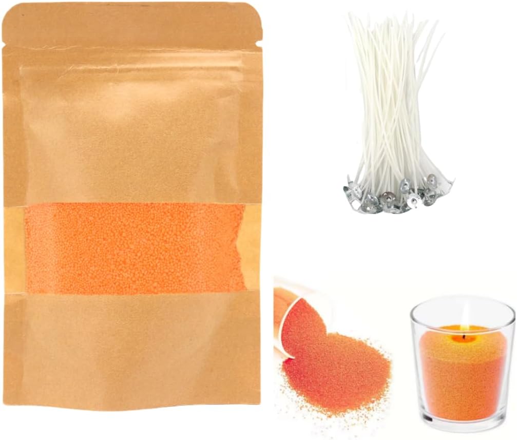PHYMAT Multi-Color Candle Sand with 50pcs Wicks, 1.1LB Pearled Candles, Refillable Plant Sand Candle Wax Kit for DIY Handmade Candle Making, Party, Wedding, Home Decor