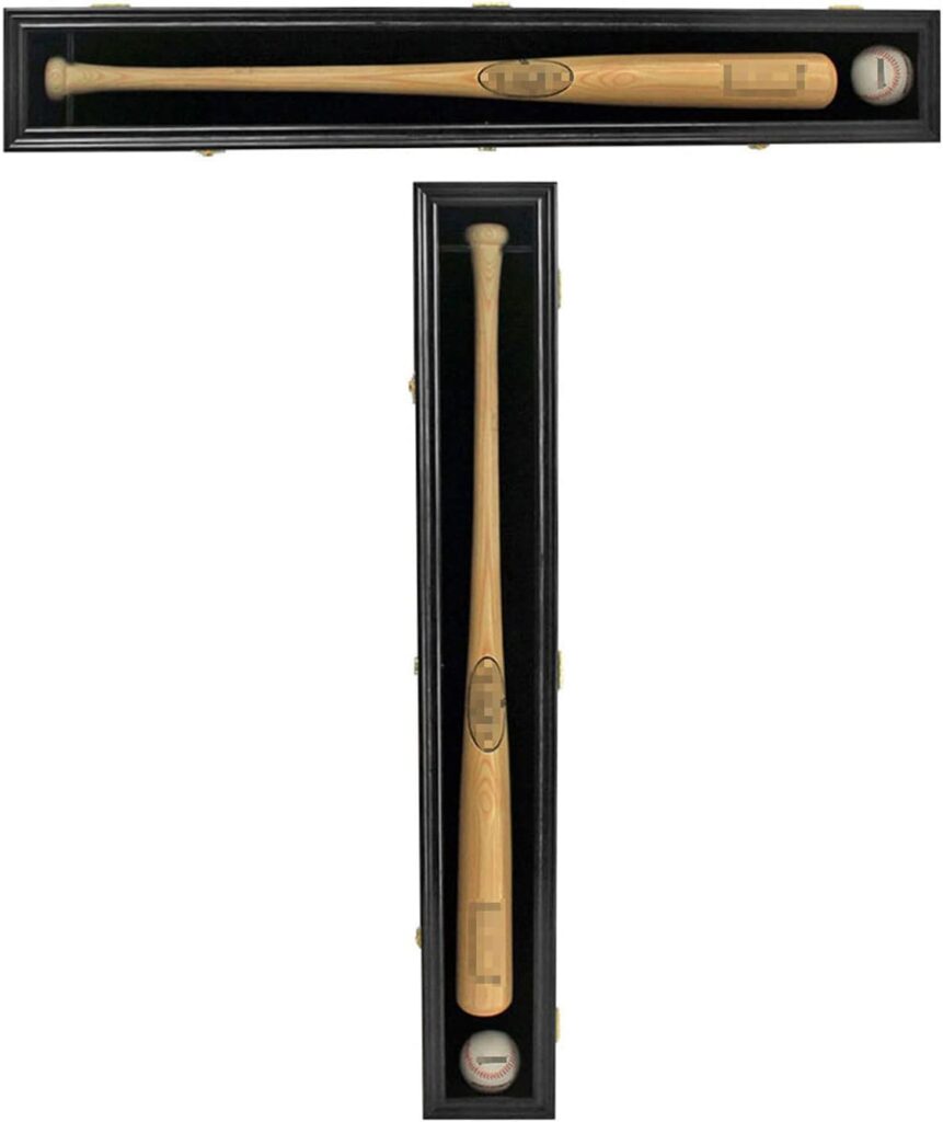 DisplayGifts Pro Collector’s Baseball Bat Display Case Frame with Acrylic Transparent Door Holder Rack Cabinet Wall Mounted Shadow Box Vertical or Horizontal, w/98% UV Protection-Lock.