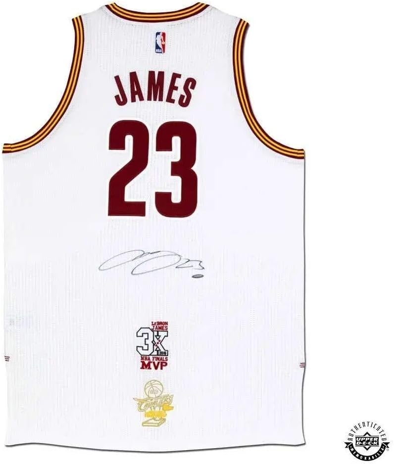 LeBron James Autographed Cleveland Cavaliers Authentic Adidas Jersey With 3x NBA Finals MVP Logo & 2016 NBA Finals Championship Logo – Upper Deck – Autographed NBA Jerseys