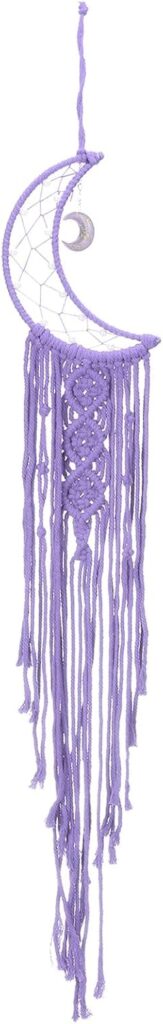 MECCANIXITY Macrame Dream Catchers, Purple Handmade Moon Design Woven Cotton Dream Catcher Wall Hanging for Home Bedroom Decoration Ornament Craft Gift