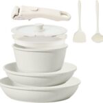 8PCS Ceramic Cookware,Nonstick Ceramic Pan, Removable Handle Pots and Pans Set, Stackable Pan Set, Nonstick Pots and Pans Set Non Stick pot for Home,RV