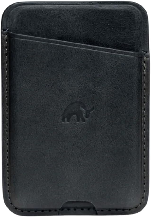 Bullstrap NavSafe Trackable Handcrafted Leather MagSafe Wallet w/Apple® Find My | MagSafe Trackable Find My Wallet for iPhone | Premium Full-Grain Leather Magnetic Card Holder for iPhone | Black