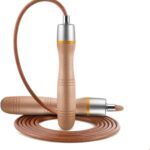 Adjustable Leather Skipping Rope, Pure Wooden Handle and Swivel Bearing Design, Suitable for Fitness Venues and Home Fitness Exercises
