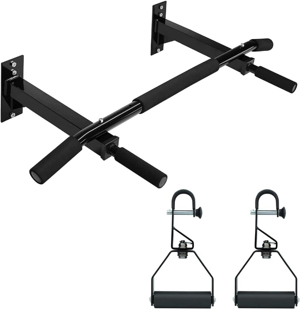 Yes4All Multifunctional Wall Mounted Pull Up Bar And Rotating Pull Up Handles With Non-Slip & Foam Pad Grips