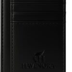 RFID-Blocking Slim Leather Wallet for Men & Women – Minimalist Full-Grain Card Holder with ID Window – Black, Tan, or Matte