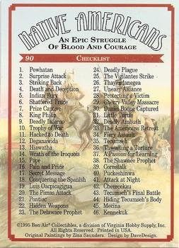 Checklist trading card (Epic Struggle of Blood & Courage) 1995 Bon Air Native Americans #90