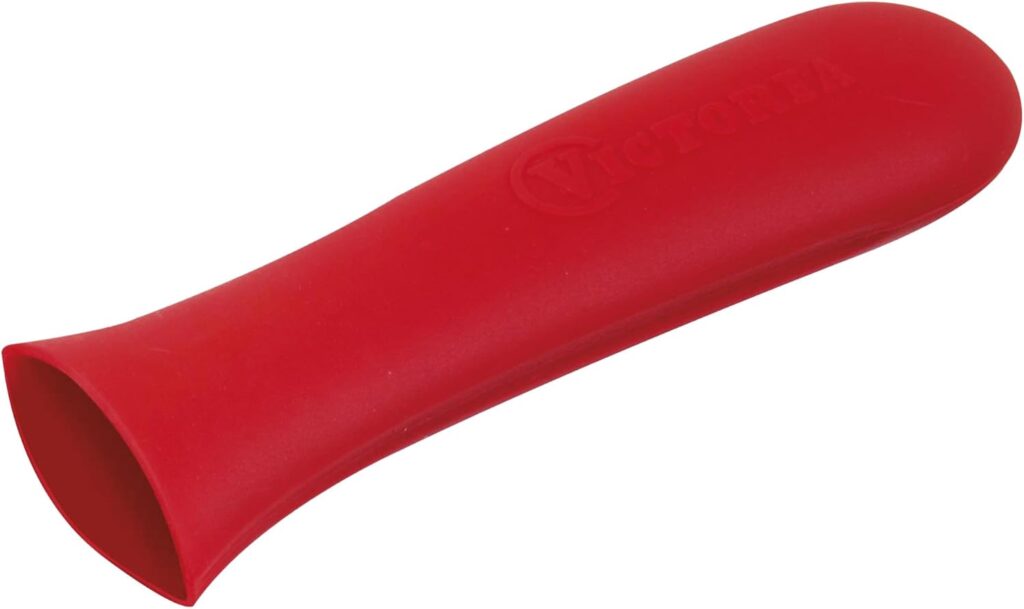 Victoria Silicone Handle Cover, Custom-Made Handle Sleeve for 10 and 12 Inch Victoria Cast Iron Skillets, Large, Red