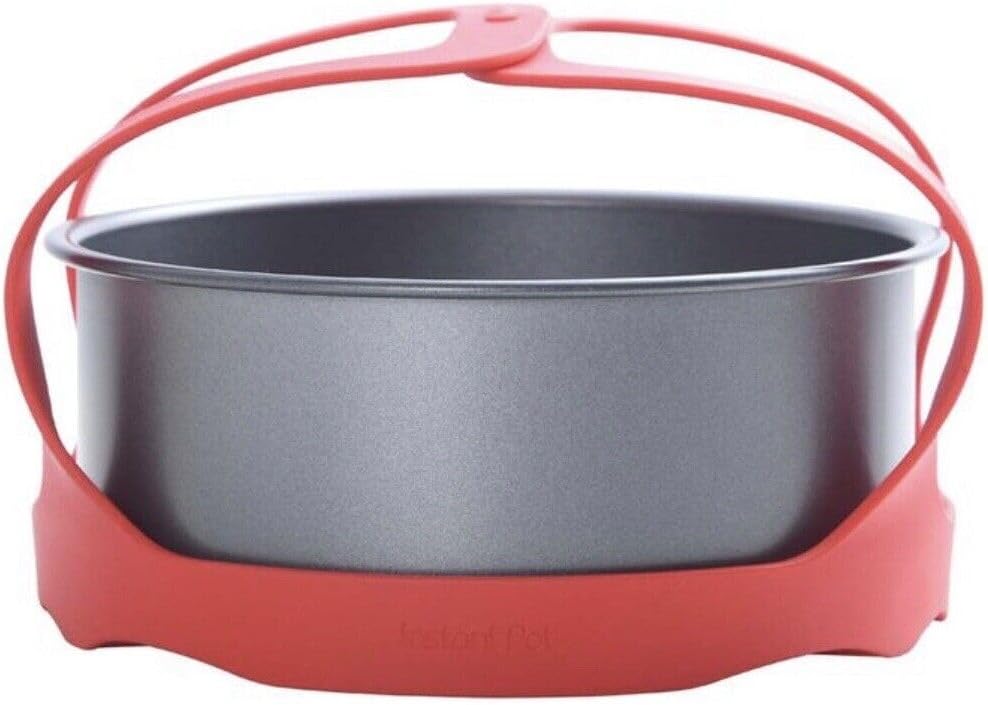 Generic Instant Pot Official Round Cake Pan 7.7-Inch with Bakeware Sling, Pan: Gray – Sling: Red