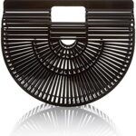 Hazel & Olive Womens Handmade Large Black 601961109391Bamboo Tote Bag, Straw Beach Bag, Beach Purse