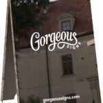 Custom Metal A Frame Sign for Businesses – Sidewalk Sandwich Board, Modern Pavement Display with Easy Set Up, Durable Weatherproof Outdoor Shop Sign – Gloss Silver Large, No Lighting