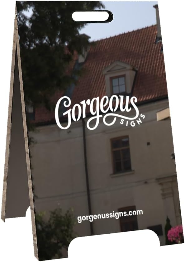 Custom Metal A Frame Sign for Businesses – Sidewalk Sandwich Board, Modern Pavement Display with Easy Set Up, Durable Weatherproof Outdoor Shop Sign – Gloss Silver Large, No Lighting