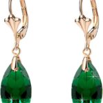 Austrian Crystal Teardrop Leverback Dangle Earrings for Women Fashion 14K Gold Plated Hypoallergenic Jewelry