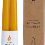 2PCS Beeswax Taper Candles, 9″ Handmade Natural Candles, Dripless and Smokeless，9 Hour Burn Time