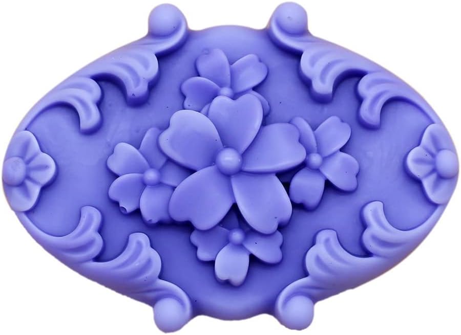 GRAINRAIN Flower Soap Mold for Artcraft Hand Made Cold Process Melted & Pour Soap Oval Silicone Candle Making Mould (14028)