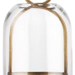 7.5″ High Versatile Modern Metal Hurricane Lantern with Handmade Sturdy Glass Dome in Vintage Brass for 2″ Pillar Candle & Plants, Industrial, Farmhouse, Shabby Chic (Brass, 4″ x7.5 for 2″ Pillar)